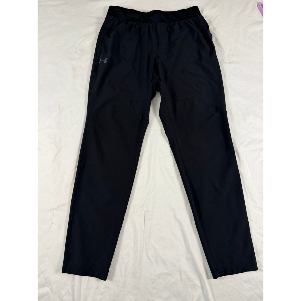 Under Armour Mens Fitted Athletic Training Pants Black Large RN96510 Stretch